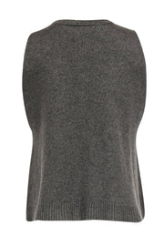 Current Boutique-Eskandar - Olive Green Wool Sleeveless Sweater w/ Crew Neckline Sz S