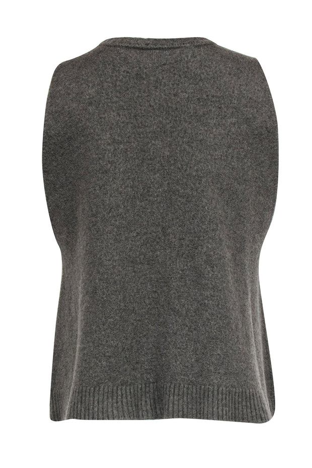 Current Boutique-Eskandar - Olive Green Wool Sleeveless Sweater w/ Crew Neckline Sz S