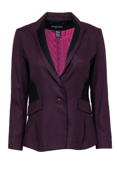 Current Boutique-Etcetera - Plum & Black Textured Two-Button Blazer Sz 4