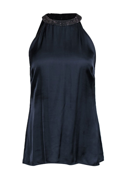 Current Boutique-Etcetera - Dark Gray Satin High Neck Tank w/ Rhinestones Sz 0