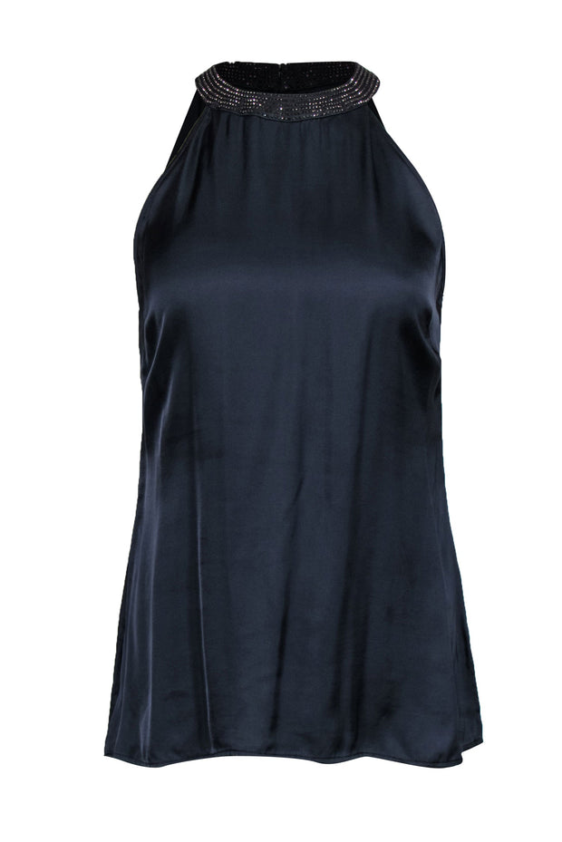 Current Boutique-Etcetera - Dark Gray Satin High Neck Tank w/ Rhinestones Sz 0