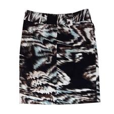 Current Boutique-Etcetera - Brown & Blue Abstract Print Skirt Sz 4