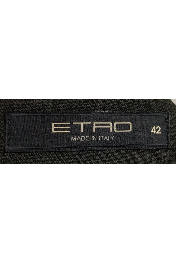 Current Boutique-Etro - Black & Dark Green Embroidered Dress Sz 6