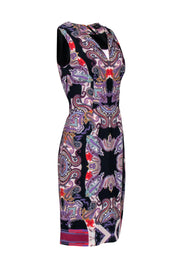 Current Boutique-Etro - Purple Paisley Sheath Dress w/ V-Neckline Sz 8