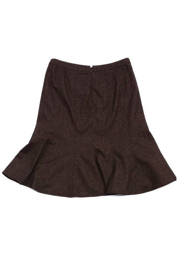 Current Boutique-Etro - Brown & Black Houndstooth Wool Flared Skirt Sz 8