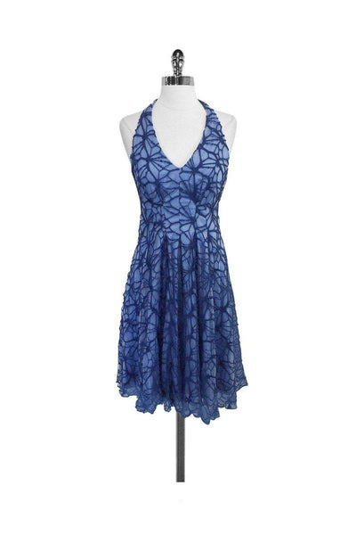 Current Boutique-Eva Franco - Delilah Blue Floral Crochet Sleeveless Dress Sz 2
