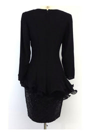 Current Boutique-Fabrice - Black Ruffle & Sequin Silk Dress Sz 6