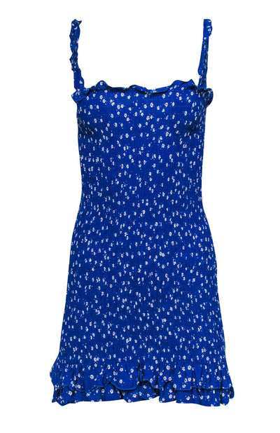 Current Boutique-Faithfull the Brand - Blue & White Floral Print Smocked Dress Sz 4