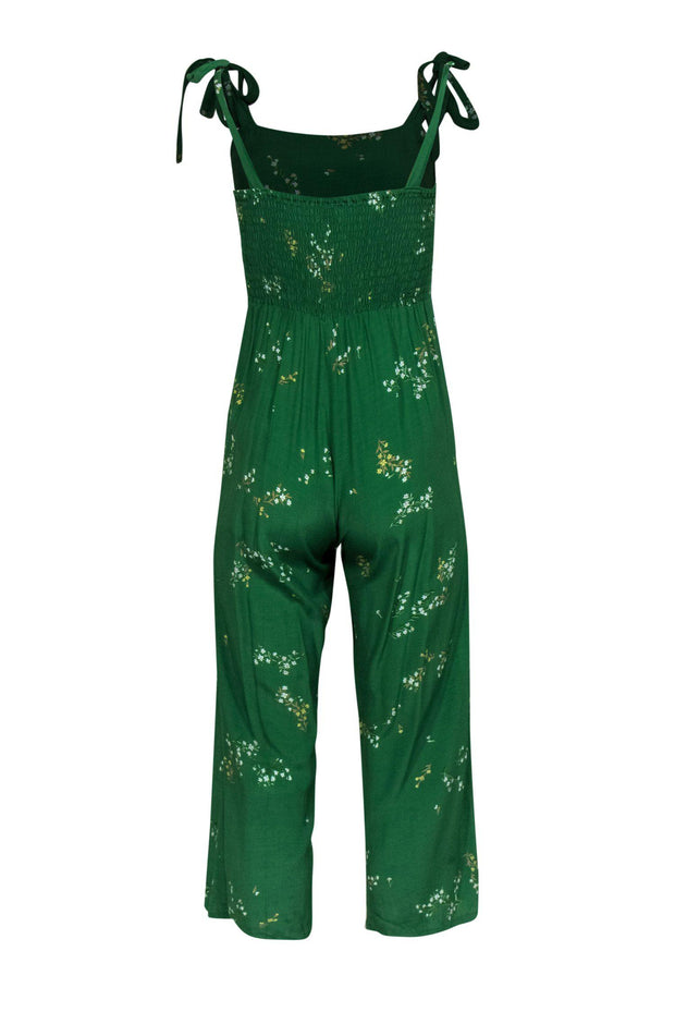 Current Boutique-Faithfull the Brand - Green Floral Tie Strap Jumpsuit Sz 6