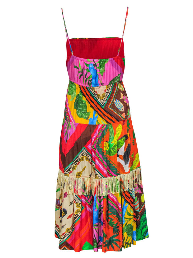 Current Boutique-FARM - Multi Colored Tiered Midi Dress Sz S