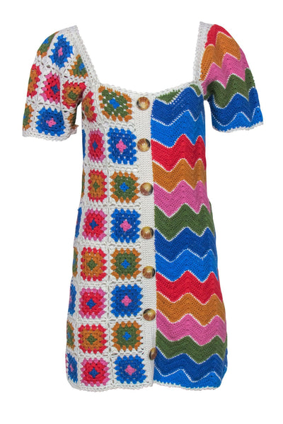 Current Boutique-Farm - Multicolored "Mixed Textures Crochet Dress" Sz XS