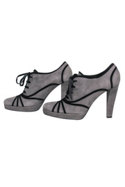 Current Boutique-Fendi - Grey Suede Pumps w/ Black Velvet Details Sz 9