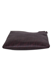 Current Boutique-Fendi - Burgundy Leather Monogram Print Rectangle Crossbody