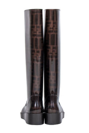 Current Boutique-Fendi - Brown Monogram Print Platform Rain Boots Sz 5