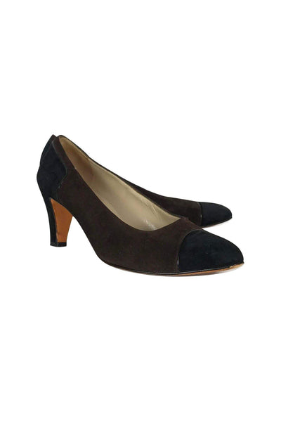 Current Boutique-Ferragamo - Brown Suede Cap Toe Pumps Sz 9.5