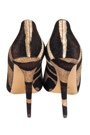 Current Boutique-Ferragamo - Brown Zebra Mohair Pumps w/ Bows Sz 9.5