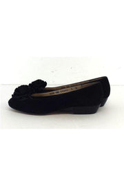 Current Boutique-Ferragamo - Black Suede Rosette Flats Sz 5