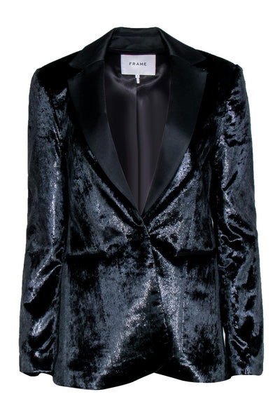 Current Boutique-Frame - Black Velvet Metallic Blazer Sz 4