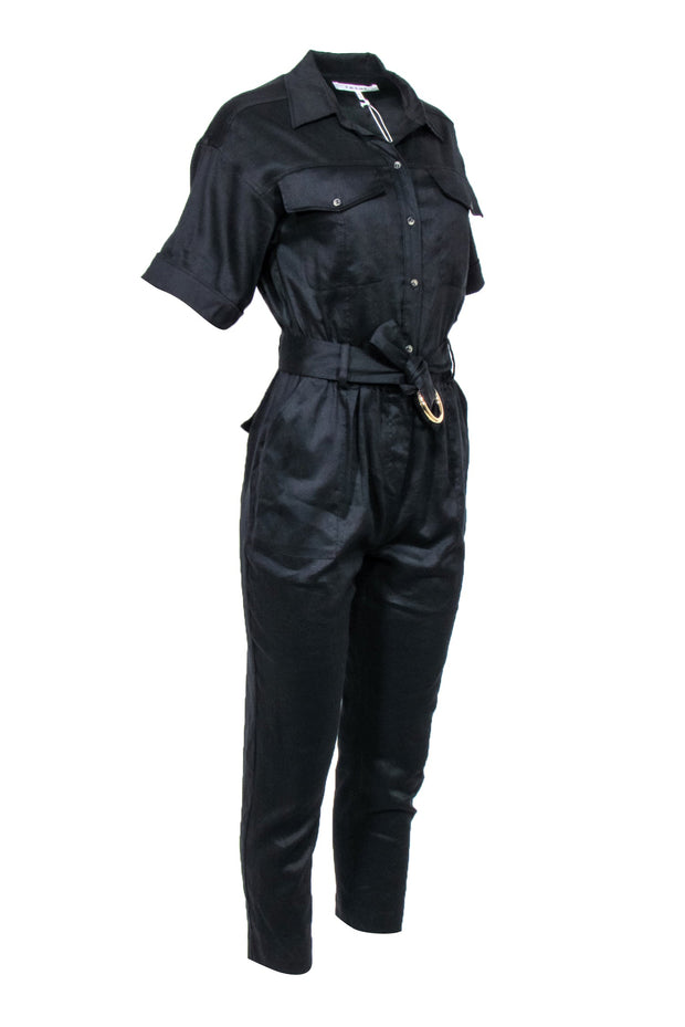 Current Boutique-FRAME - Black Straight Short Sleeve Jumpsuit Sz XS