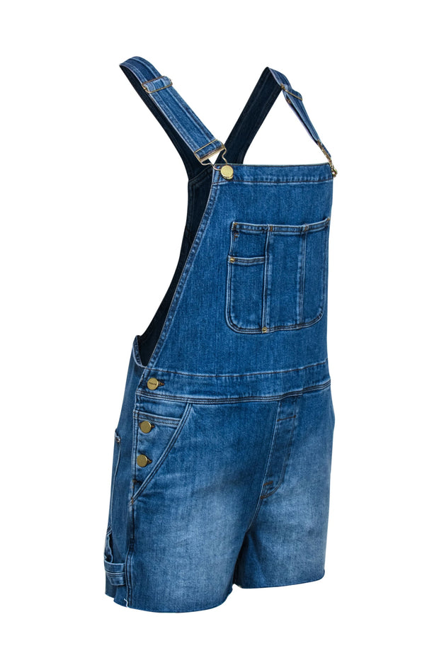 Current Boutique-Frame - Medium Wash Denim Raw Hem Shortalls Sz S