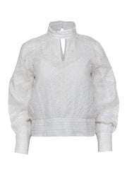 Current Boutique-Frame - Off-White Eyelet Lace Peasant Blouse Sz S