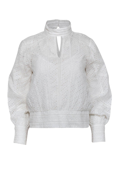 Current Boutique-Frame - Off-White Eyelet Lace Peasant Blouse Sz S
