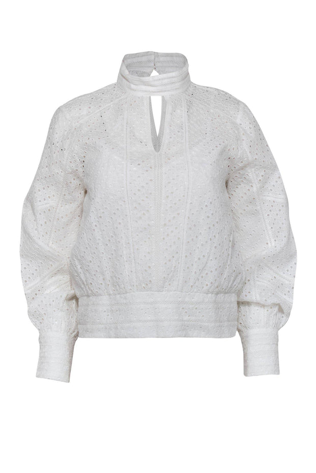 Current Boutique-Frame - Off-White Eyelet Lace Peasant Blouse Sz S