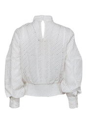 Current Boutique-Frame - Off-White Eyelet Lace Peasant Blouse Sz S