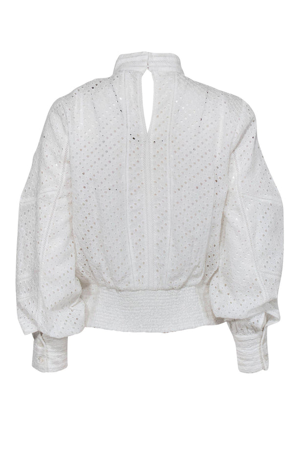 Current Boutique-Frame - Off-White Eyelet Lace Peasant Blouse Sz S
