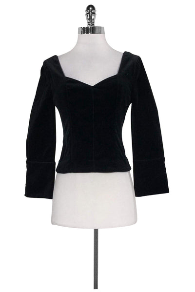 Current Boutique-Frame - Black Velvet Long Sleeve Top Sz XS