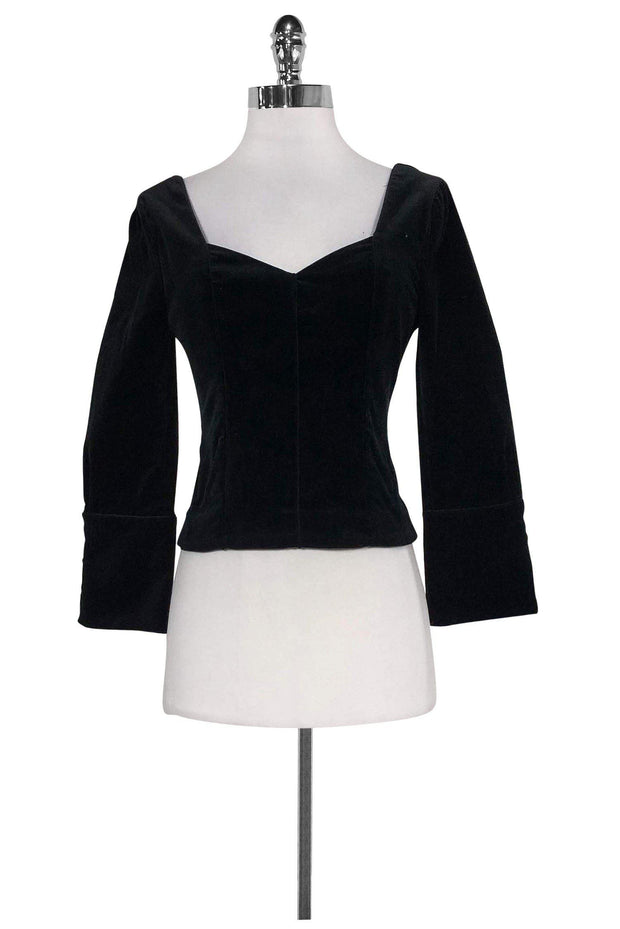 Current Boutique-Frame - Black Velvet Long Sleeve Top Sz XS
