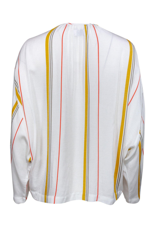 Current Boutique-Frame - White Lace-Up Striped Top Sz XS
