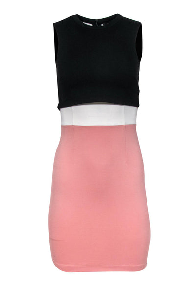 Current Boutique-French Connection - Pink, Black & White Colorblocked Sheath Dress Sz 2