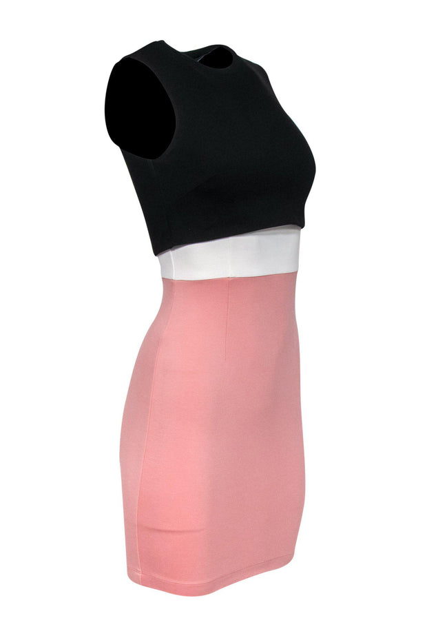 Current Boutique-French Connection - Pink, Black & White Colorblocked Sheath Dress Sz 2