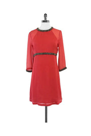 Current Boutique-French Connection - Coral Silk & Bead Detail Dress Sz 4