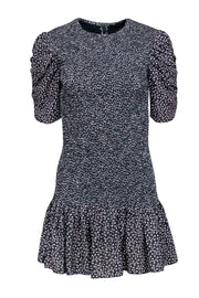 Current Boutique-French Connection - Green w/ Floral Motif Smocked Dress Sz S