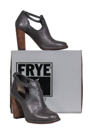 Current Boutique-Frye - Charcoal Leather Heeled "Margaret" Booties w/ Cutouts Sz 6.5
