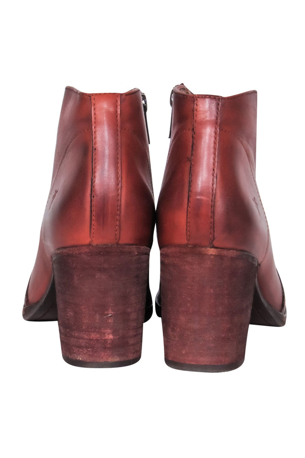 Current Boutique-Frye - Red Clay Leather "Nora" Ankle Booties w/ Zip Sz 7
