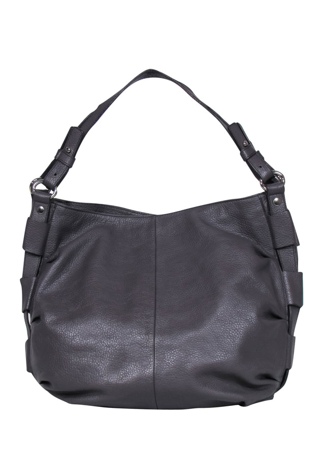 Current Boutique-Furla - Dark Gray Woven Trim Large Shoulder Bag