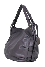 Current Boutique-Furla - Dark Gray Woven Trim Large Shoulder Bag