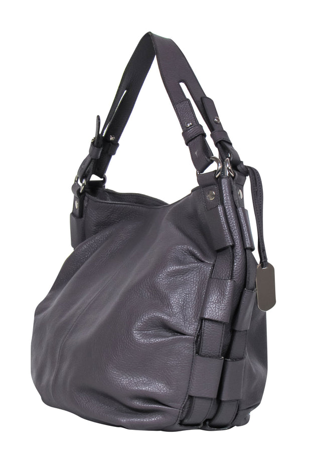 Current Boutique-Furla - Dark Gray Woven Trim Large Shoulder Bag