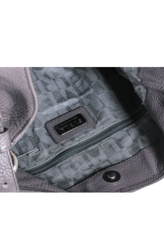 Current Boutique-Furla - Dark Gray Woven Trim Large Shoulder Bag