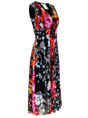 Current Boutique-Fuzzi - Black w/ Multi-Colored Floral Print Maxi Dress Sz S