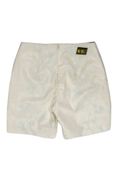 Current Boutique-GCDS - White & Light Blue Snakeskin Embossed Faux Leather Shorts Sz S