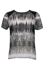 Current Boutique-Generation Love - Black & White Snakeskin Print Sheer Blouse Sz XS