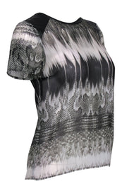 Current Boutique-Generation Love - Black & White Snakeskin Print Sheer Blouse Sz XS