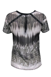 Current Boutique-Generation Love - Black & White Snakeskin Print Sheer Blouse Sz XS