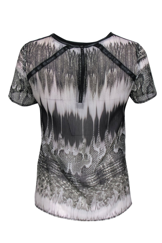 Current Boutique-Generation Love - Black & White Snakeskin Print Sheer Blouse Sz XS