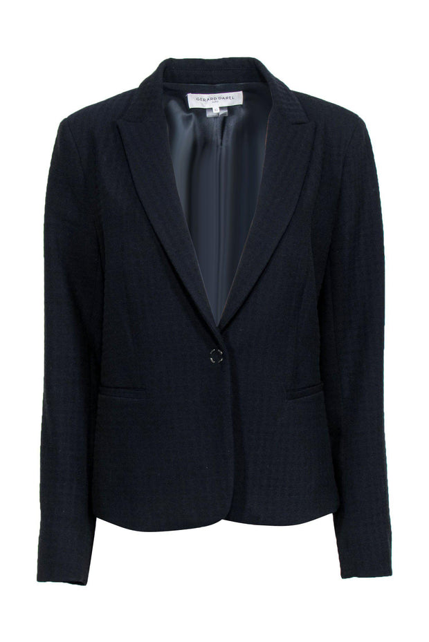Current Boutique-Gerard Darel - Navy Blue Textured Pattern Blazer Sz 10