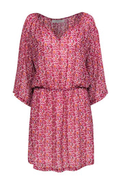 Current Boutique-Gerard Darel - Pink & Orange Metallic Bohemian Print Fit & Flare Dress Sz 10